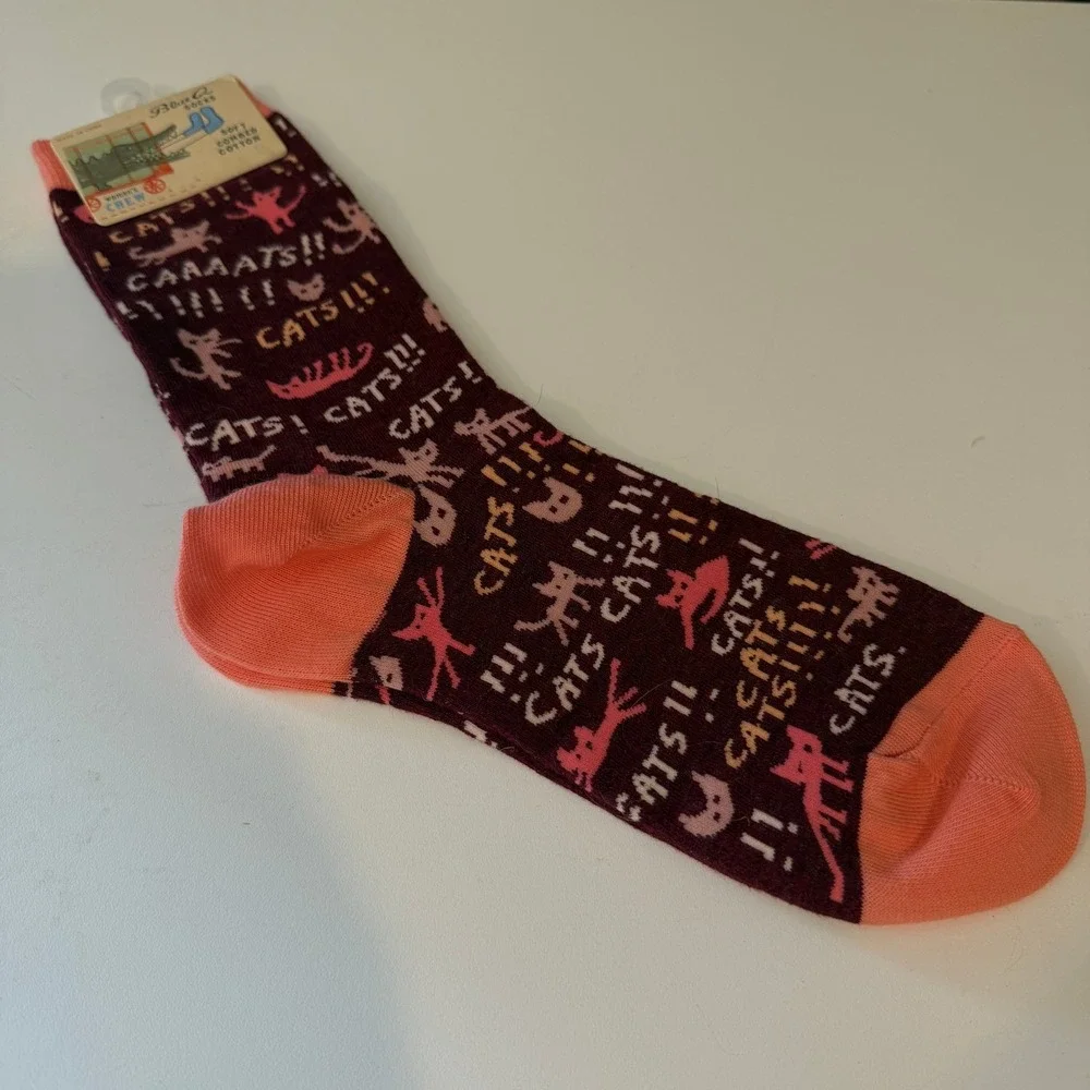 Blue‎ Q Socks Women's Crew Socks Cats Burgandy Pink Novelty Fun